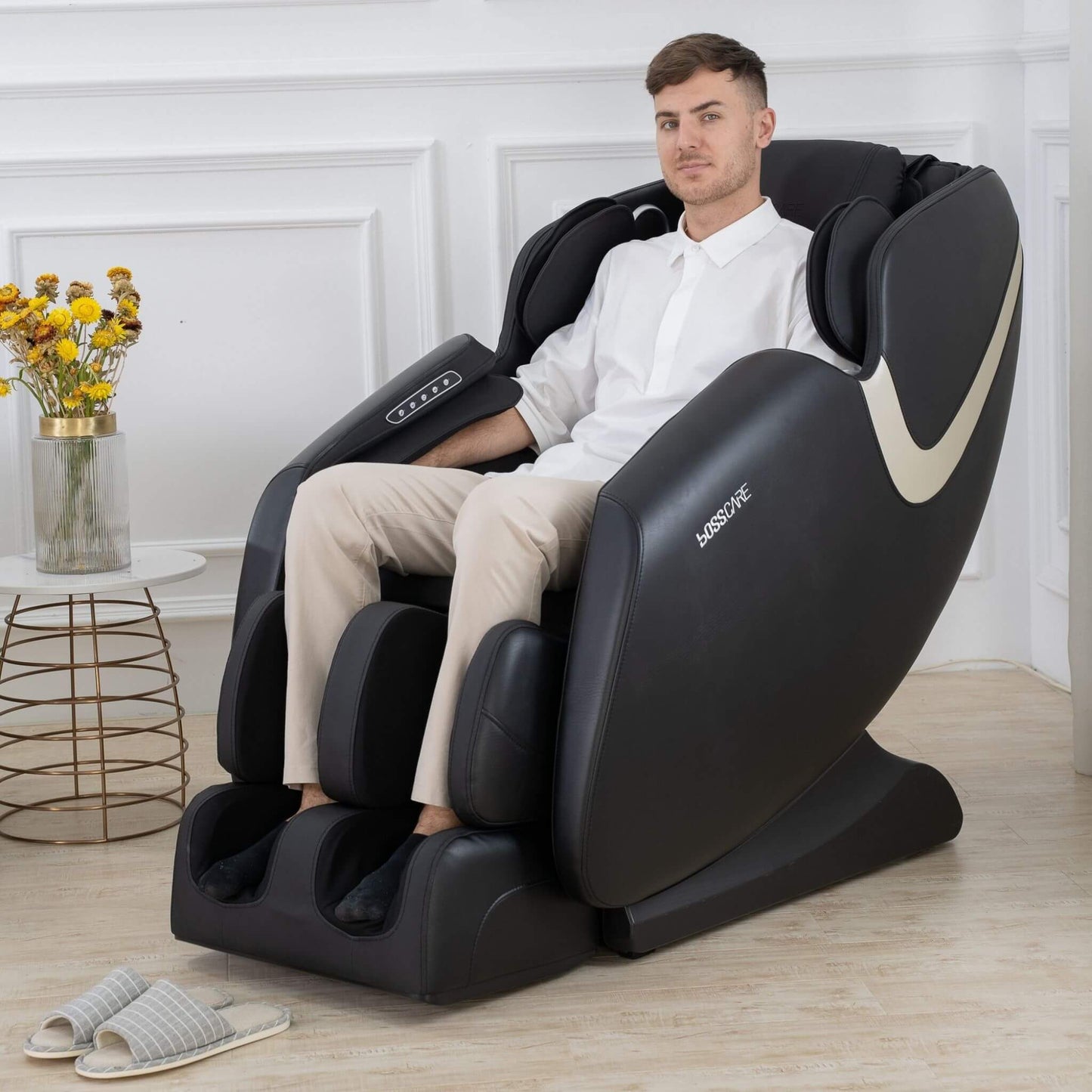 Bosscare Full-Body Zero-Gravity Leather Massage Chair With Zero Gravity And Bluetooth